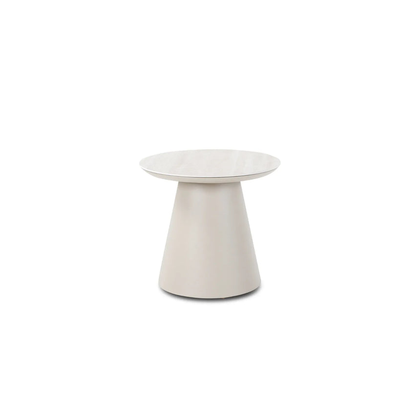 Garten Beistelltisch Mikos aus Aluminium steinfarbend, 55x55x50 cm - ZEN ZONE Furniture
