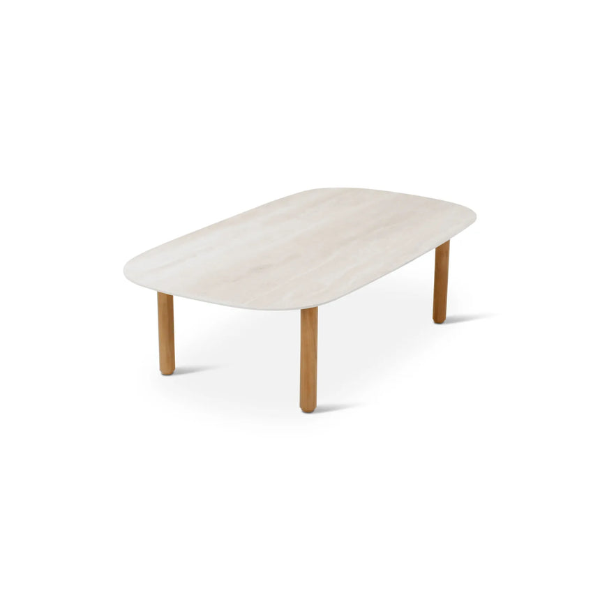 Gartencouchtisch Romeo aus Teakholz in hellgrau, 120x65x33 cm - ZEN ZONE Furniture
