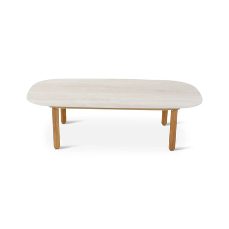 Gartencouchtisch Romeo aus Teakholz in hellgrau, 120x65x33 cm - ZEN ZONE Furniture