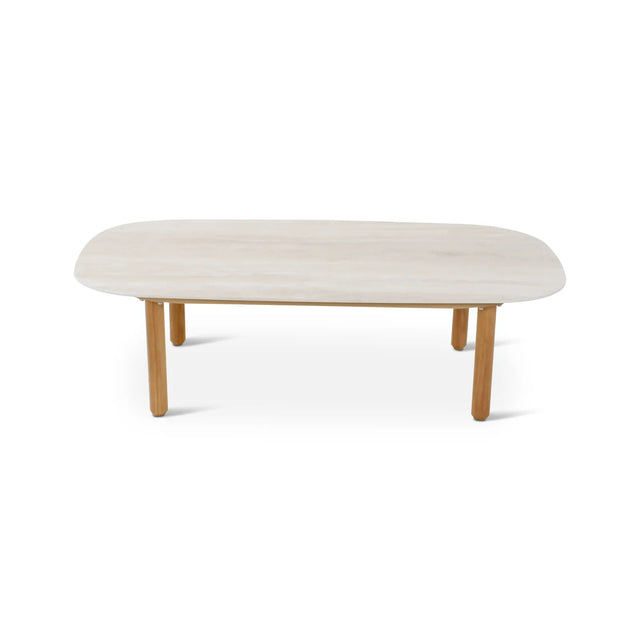 Gartencouchtisch Romeo aus Teakholz in hellgrau, 120x65x33 cm - ZEN ZONE Furniture