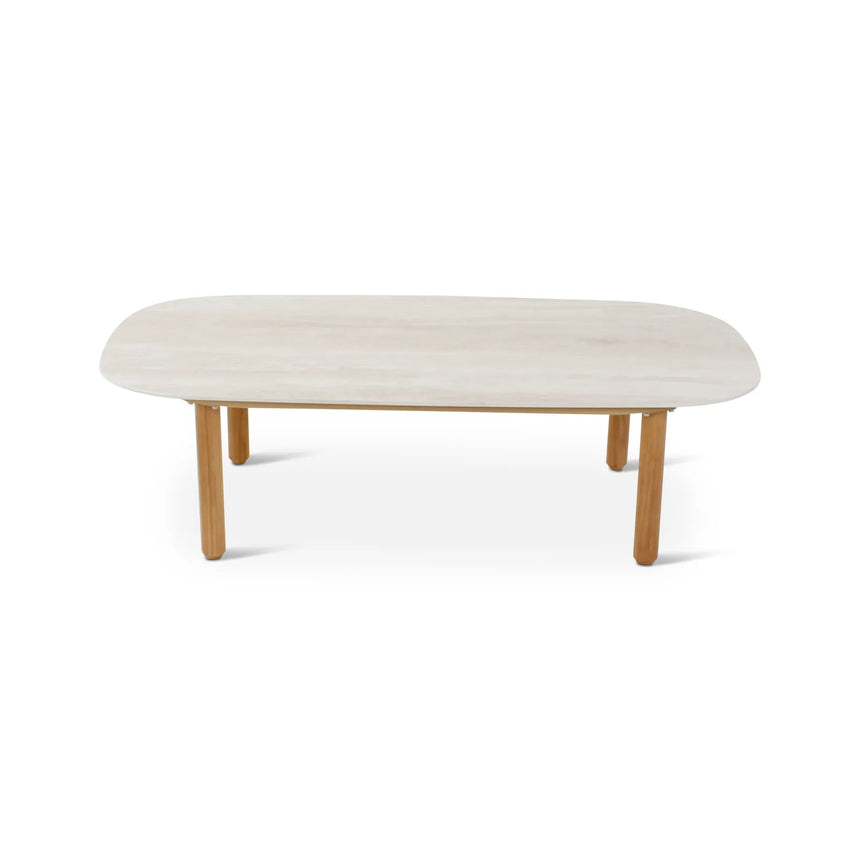 Gartencouchtisch Romeo aus Teakholz in hellgrau, 120x65x33 cm - ZEN ZONE Furniture