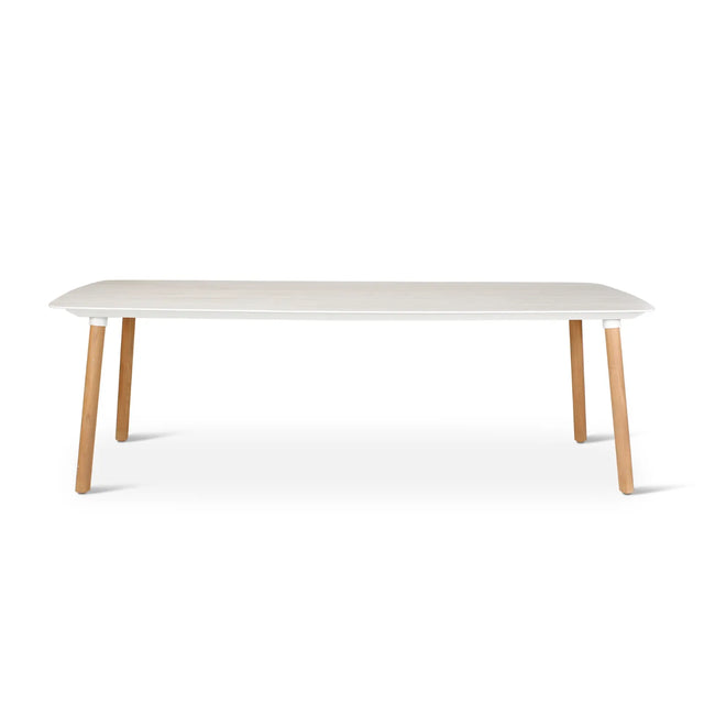 Gartentisch Romeo aus Teakholz und gesinterter Travertinstein in grau, 240x100x76 cm - ZEN ZONE Furniture