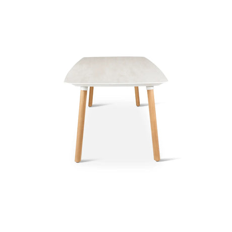 Gartentisch Romeo aus Teakholz und gesinterter Travertinstein in grau, 240x100x76 cm - ZEN ZONE Furniture