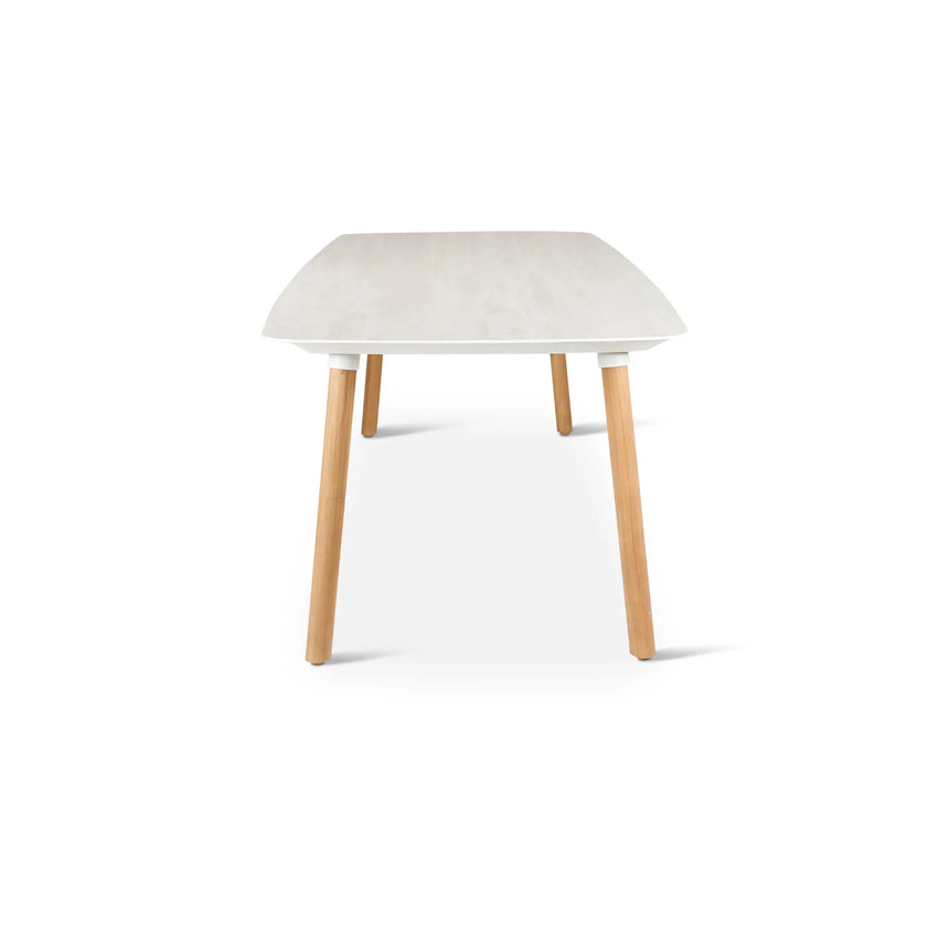 Gartentisch Romeo aus Teakholz und gesinterter Travertinstein in grau, 240x100x76 cm - ZEN ZONE Furniture