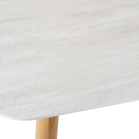 Gartentisch Romeo aus Teakholz und gesinterter Travertinstein in grau, 240x100x76 cm - ZEN ZONE Furniture