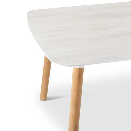 Gartentisch Romeo aus Teakholz und gesinterter Travertinstein in grau, 240x100x76 cm - ZEN ZONE Furniture