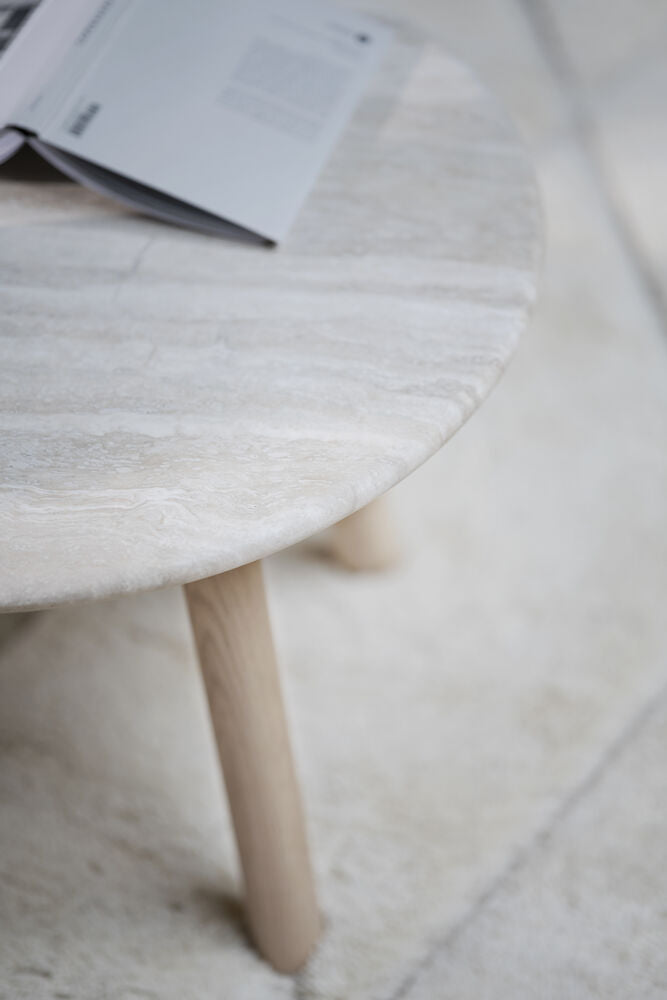 TARANSAY Couchtisch Rund Beige/Weiß pigmentiert 60x60x40cm - ZEN ZONE Furniture