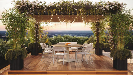 Granelli Gartenstuhl mit Armlehnen aus Aluminium und Geflecht Grau - ZEN ZONE Furniture