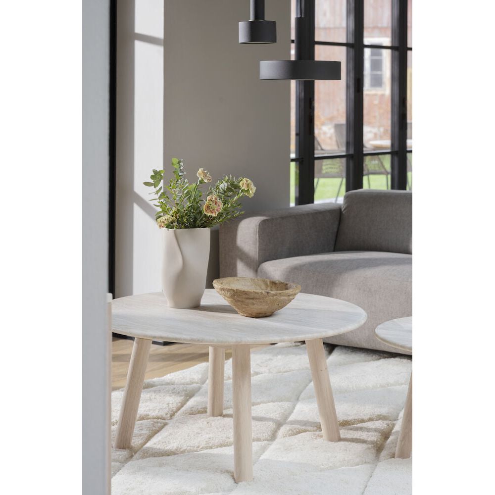 TARANSAY Couchtisch Beige/weiß pigmentiert 90x90x45cm - ZEN ZONE