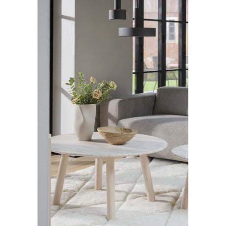 TARANSAY Couchtisch Beige/weiß pigmentiert 90x90x45cm - ZEN ZONE