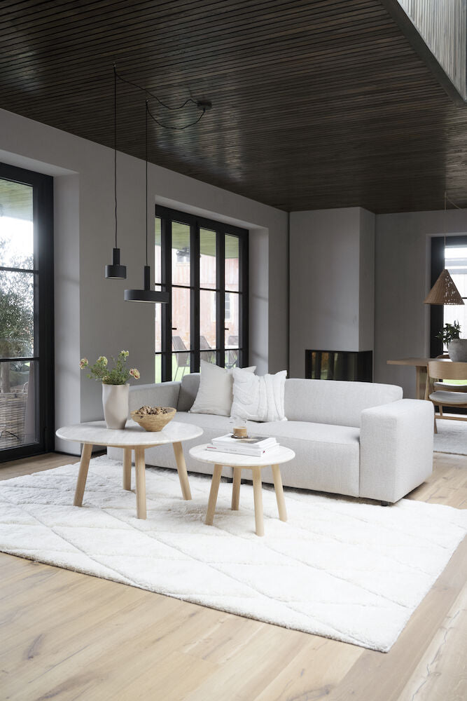 TARANSAY Couchtisch Rund Beige/Weiß pigmentiert 60x60x40cm - ZEN ZONE Furniture