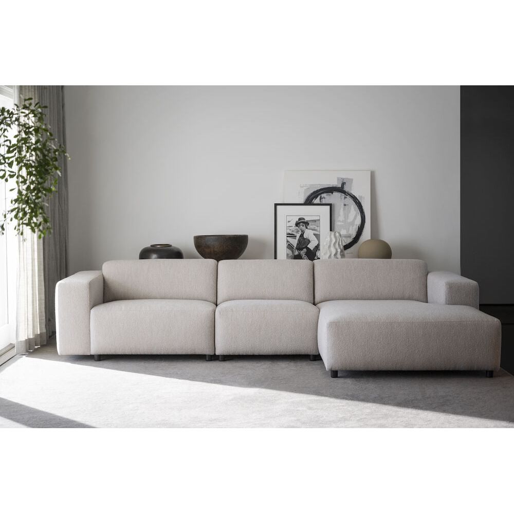 WILLARD Modulares Sofa Chaise Longue Rechts Hellbeige 312x161x70cm - ZEN ZONE