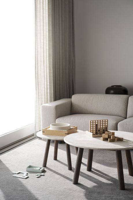 TARANSAY Couchtisch Rund Beige/braun 60x60x40cm - ZEN ZONE Furniture