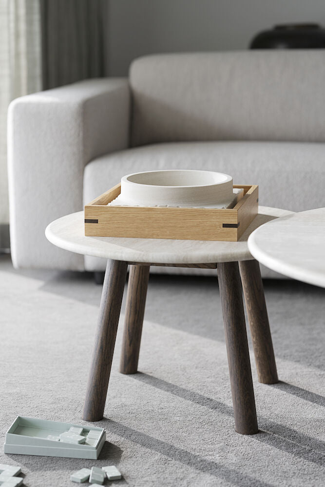 TARANSAY Couchtisch Rund Beige/braun 60x60x40cm - ZEN ZONE Furniture