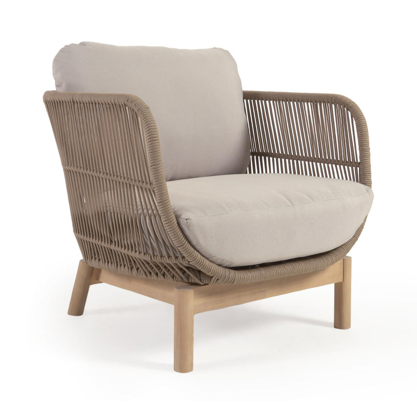 Catalina Sessel aus beigem Seil und massivem Akazienholz 100% FSC - ZEN ZONE Furniture