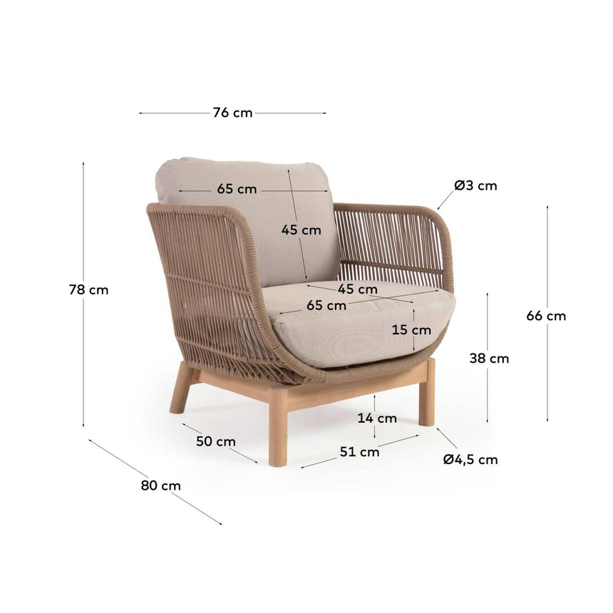Catalina Sessel aus beigem Seil und massivem Akazienholz 100% FSC - ZEN ZONE Furniture