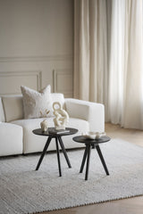 YUMI Couchtisch 2er-Set Rund Schwarz 50x50x45cm - ZEN ZONE Furniture