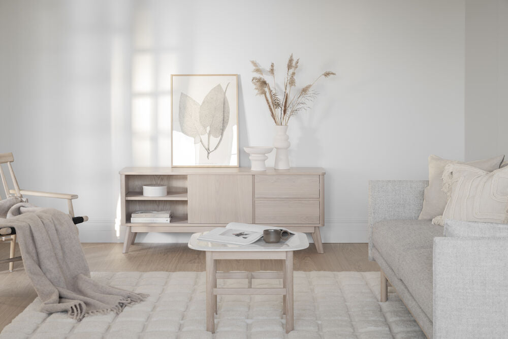 YUMI TV-Bank Weiß pigmentiert 152x42x60cm - ZEN ZONE Furniture