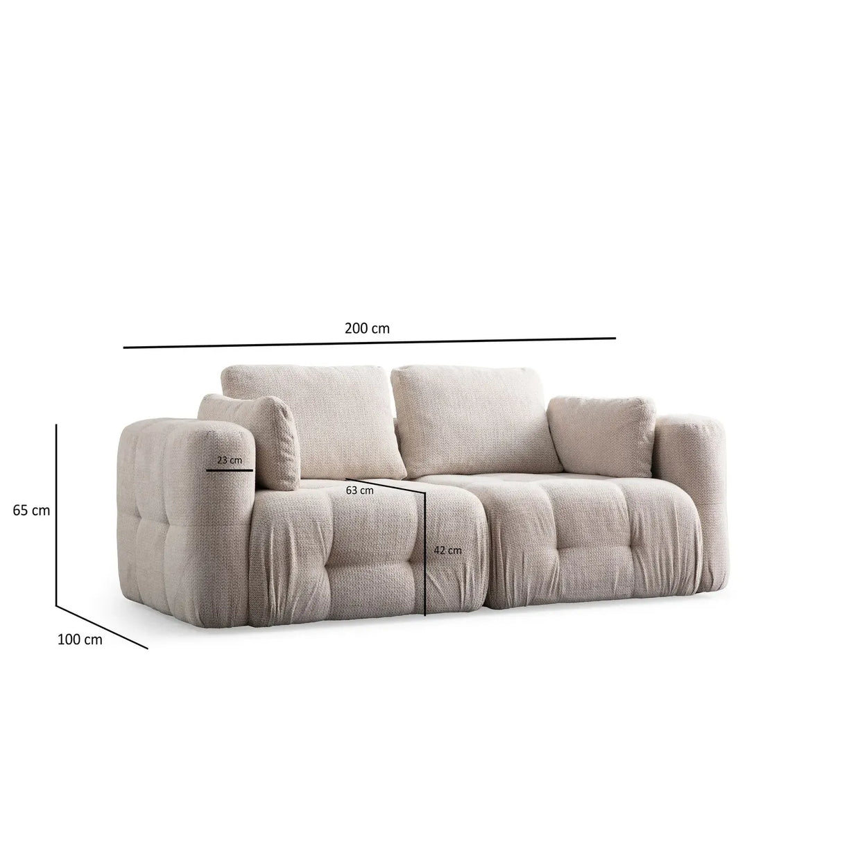 Amaris 2-Sitzer Sofa mit Bezug aus Stoff, 200x100 cm - ZEN ZONE Furniture