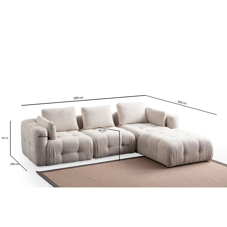 Amaris 3-Sitzer Sofa mit Pouf, 290x200 cm - ZEN ZONE Furniture