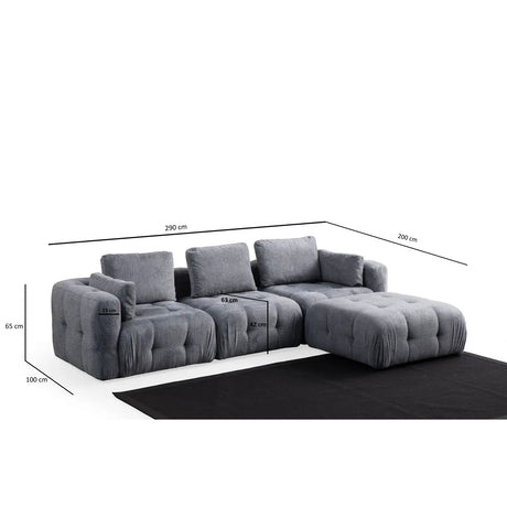 Amaris 3-Sitzer Sofa mit Pouf, 290x200 cm - ZEN ZONE Furniture