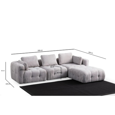 Amaris 3-Sitzer Sofa mit Pouf, 290x200 cm - ZEN ZONE Furniture