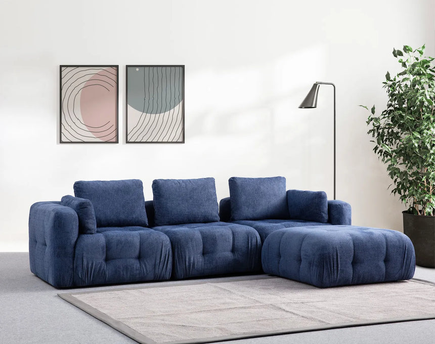 Amaris 3-Sitzer Sofa mit Pouf, in Marineblau, 290x200 cm von Atelier Del Sofa – Bild 1