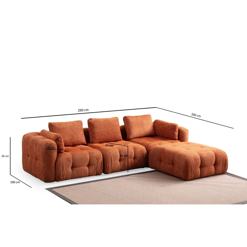 Amaris 3-Sitzer Sofa mit Pouf, 290x200 cm - ZEN ZONE Furniture