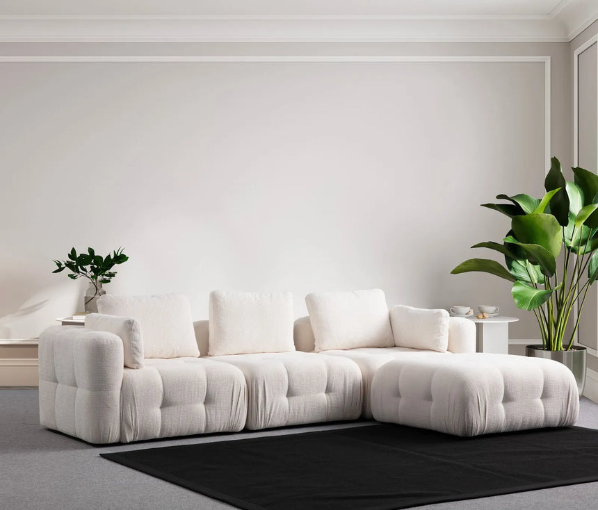 Amaris 3-Sitzer Sofa mit Pouf, in Weiß, 290x200 cm von Atelier Del Sofa – Bild 1