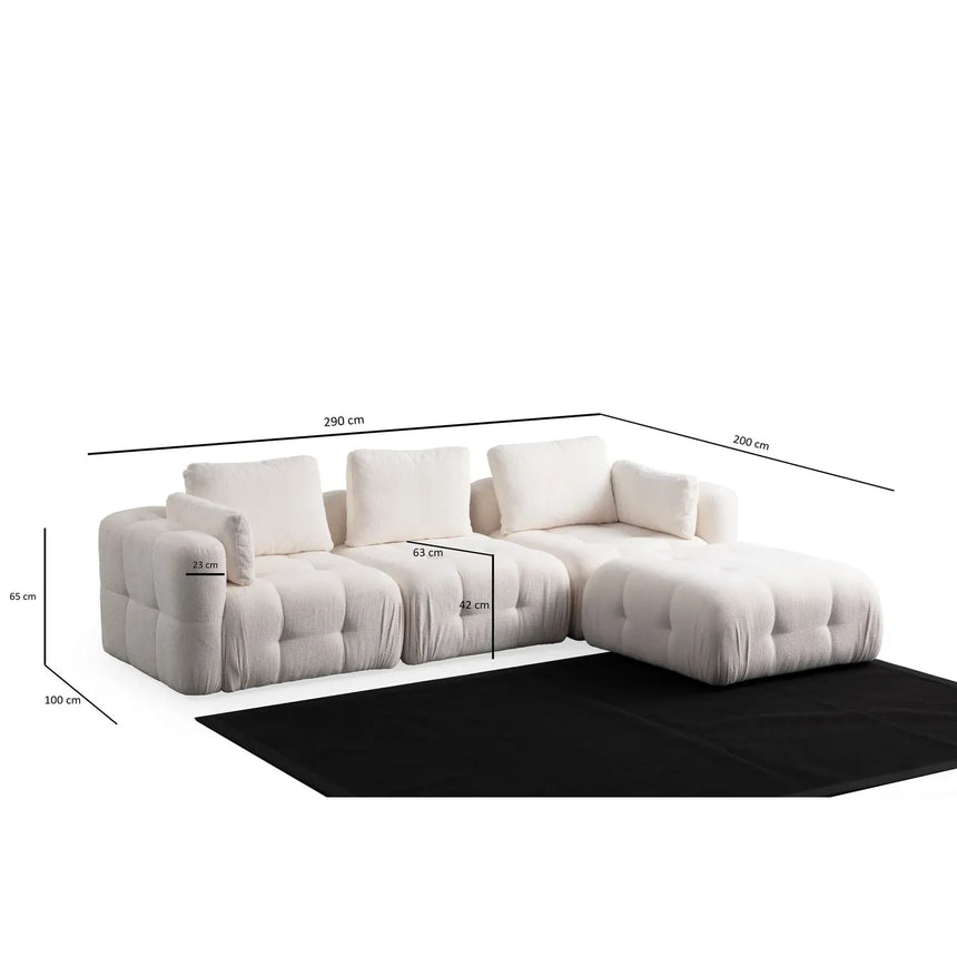 Amaris 3-Sitzer Sofa mit Pouf, 290x200 cm - ZEN ZONE Furniture
