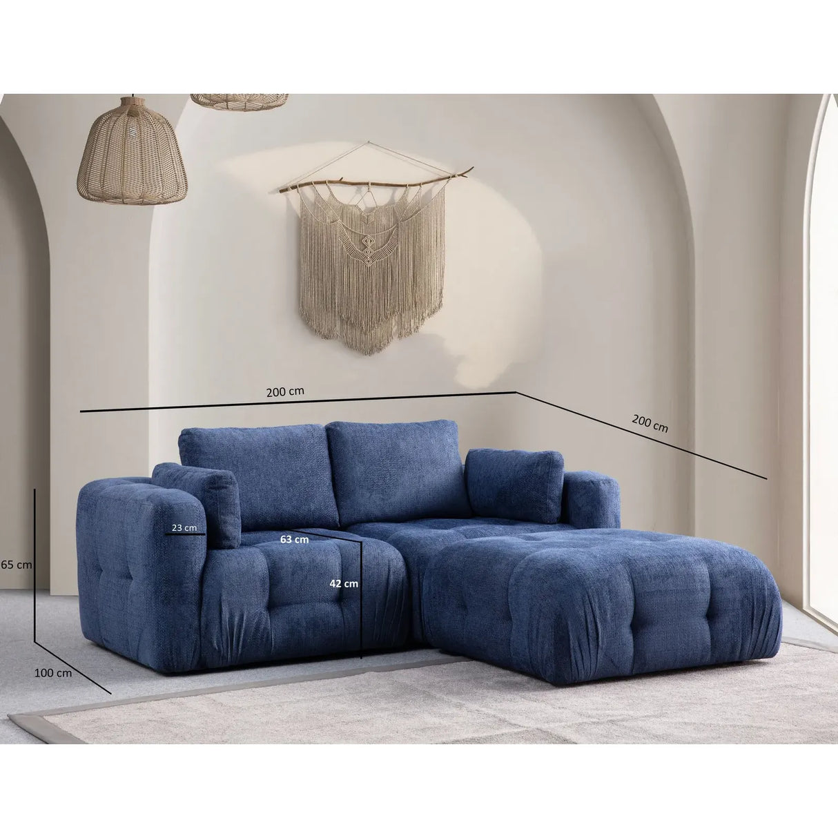 Amaris Ecksofa, Rechte Seite, 200x200 cm - ZEN ZONE Furniture