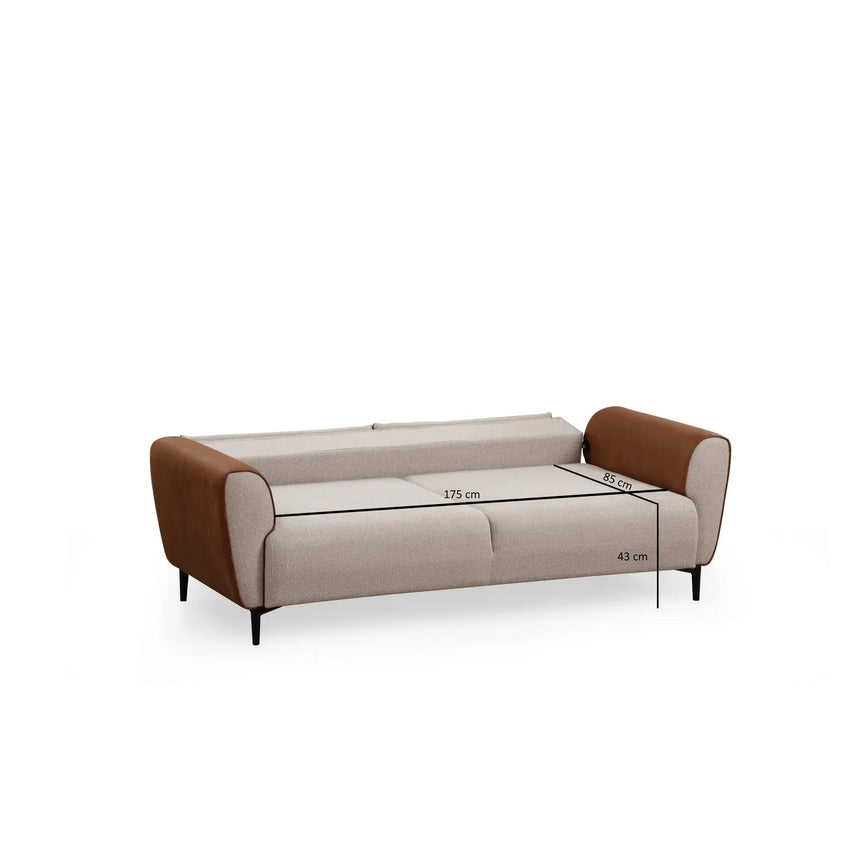 Aren 3-Sitzer Schlafsofa in Zimtbeige, 215x85 cm - ZEN ZONE Furniture