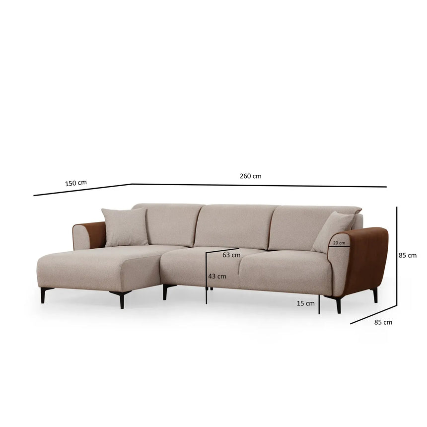 Aren Eckschlafsofa, Linke Seite, 260x150 cm - ZEN ZONE Furniture