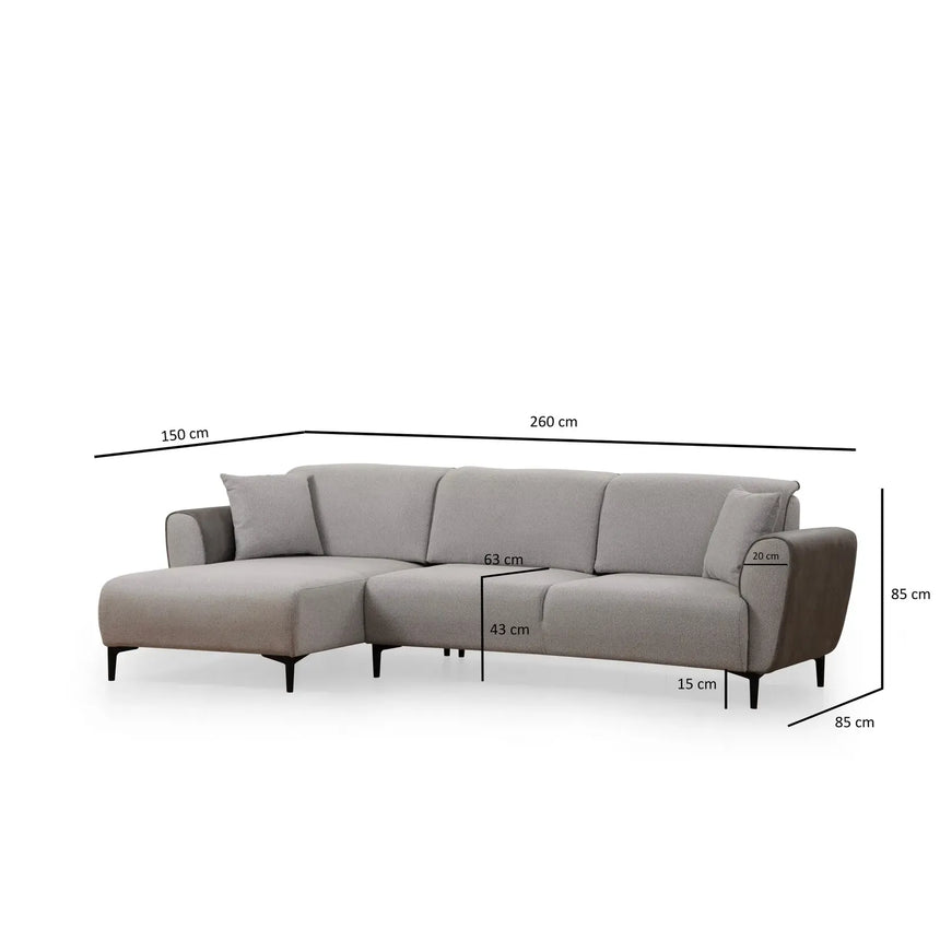 Aren Eckschlafsofa, Linke Seite, 260x150 cm - ZEN ZONE Furniture