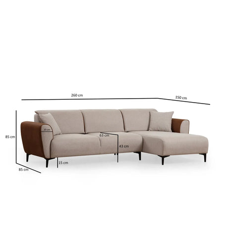 Aren Eckschlafsofa, Rechte Seite, 260x150 cm - ZEN ZONE Furniture