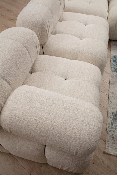 Bubble Ecksofa mit Pouf in Creme Bouclette, 288x190 cm von Atelier Del Sofa – Bild 4