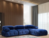 Bubble Ecksofa mit Pouf in Samtblau, 288x190 cm von Atelier Del Sofa – Bild 1