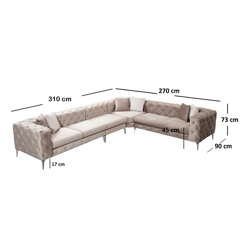 Como Ecksofa in Beige, 350x270 cm - ZEN ZONE Furniture