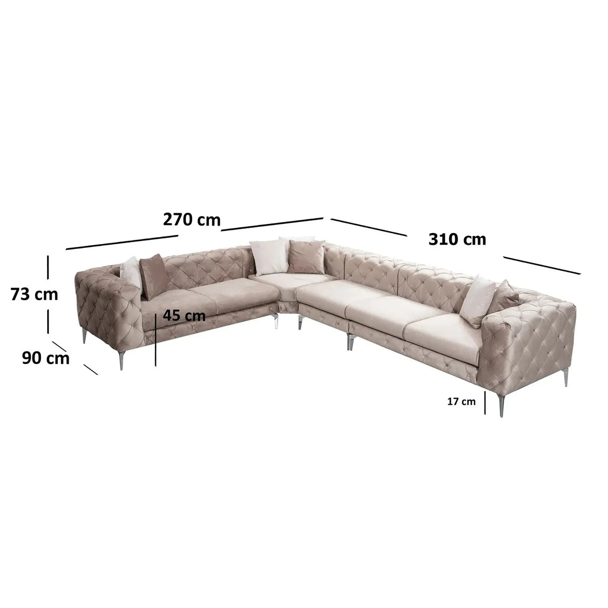 Como Ecksofa in Beige, 350x270 cm - ZEN ZONE Furniture