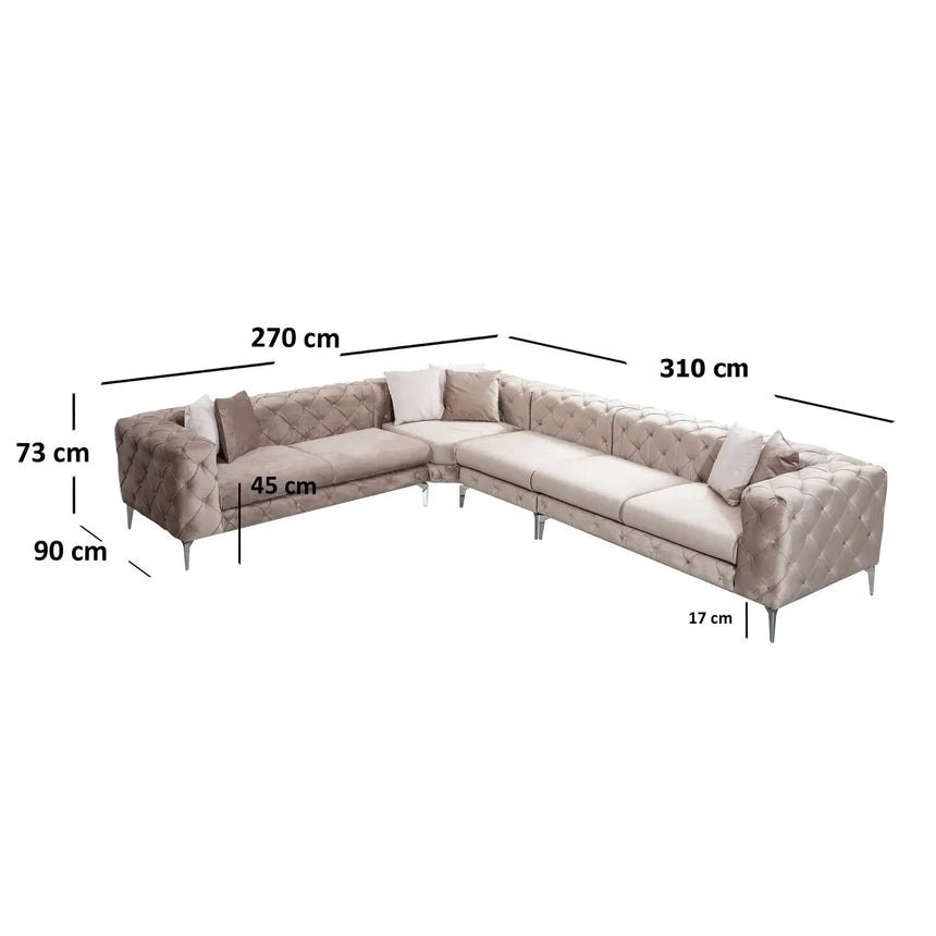 Como Ecksofa in Beige, 350x270 cm - ZEN ZONE Furniture