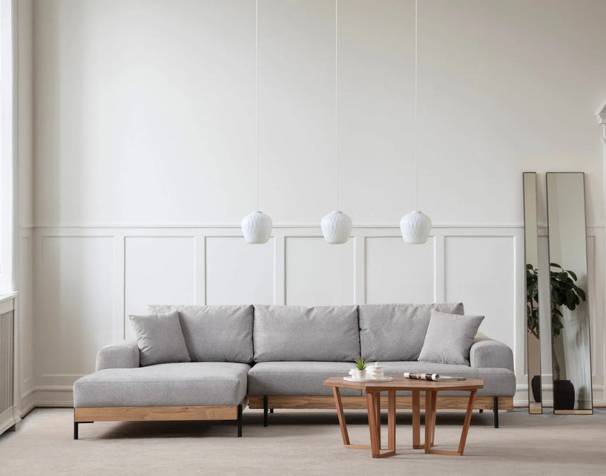 Eti Ecksofa, Linke Seite, in Grau und Eiche, 280x170 cm von Atelier Del Sofa – Bild 1