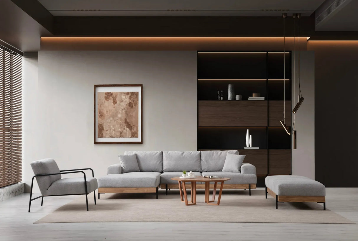 Eti Ecksofa, Linke Seite, in Grau und Eiche, 280x170 cm von Atelier Del Sofa – Bild 5