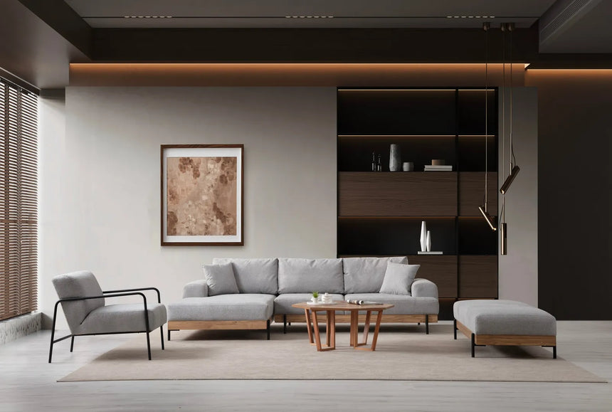 Eti Ecksofa, Linke Seite, in Grau und Eiche, 280x170 cm von Atelier Del Sofa – Bild 5
