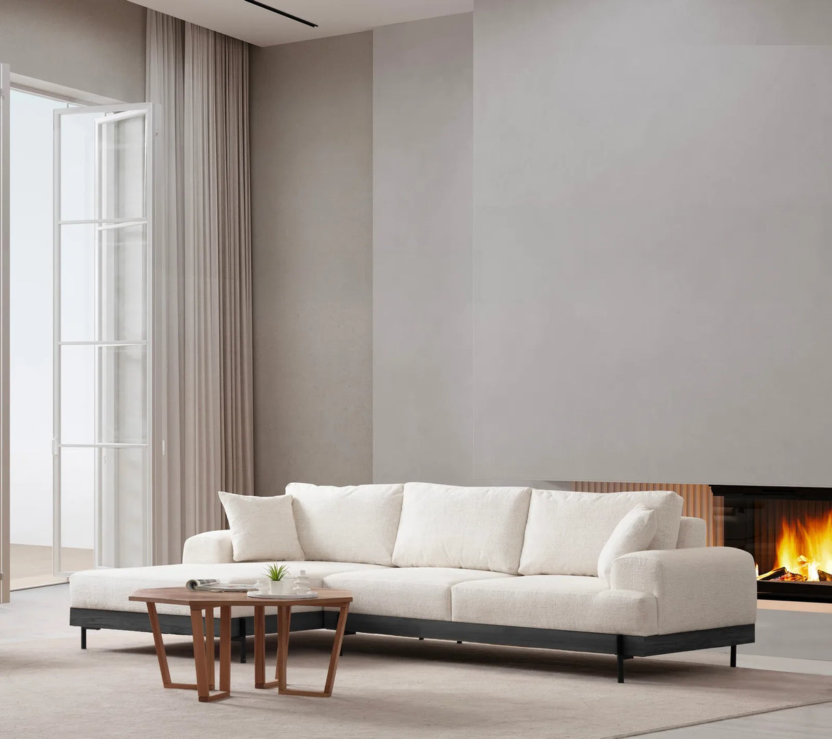 Eti Ecksofa, Linke Seite, in Weiß und Schwarz, 280x170 cm von Atelier Del Sofa – Bild 2