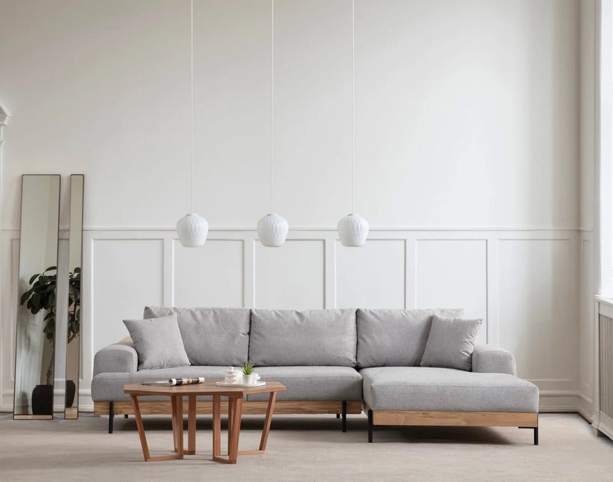 Eti Ecksofa, Rechte Seite, in Grau und Eiche, 280x170 cm von Atelier Del Sofa – Bild 1