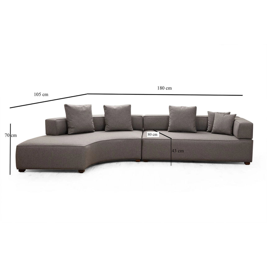 Gondol Ecksofa, Linke Seite, in Grau, 180x105 cm von Atelier Del Sofa – Bild 10