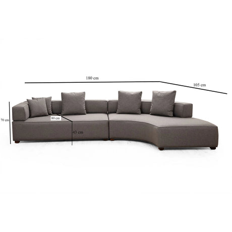 Gondol Ecksofa, Rechte Seite, in Grau, 180x105 cm von Atelier Del Sofa – Bild 10