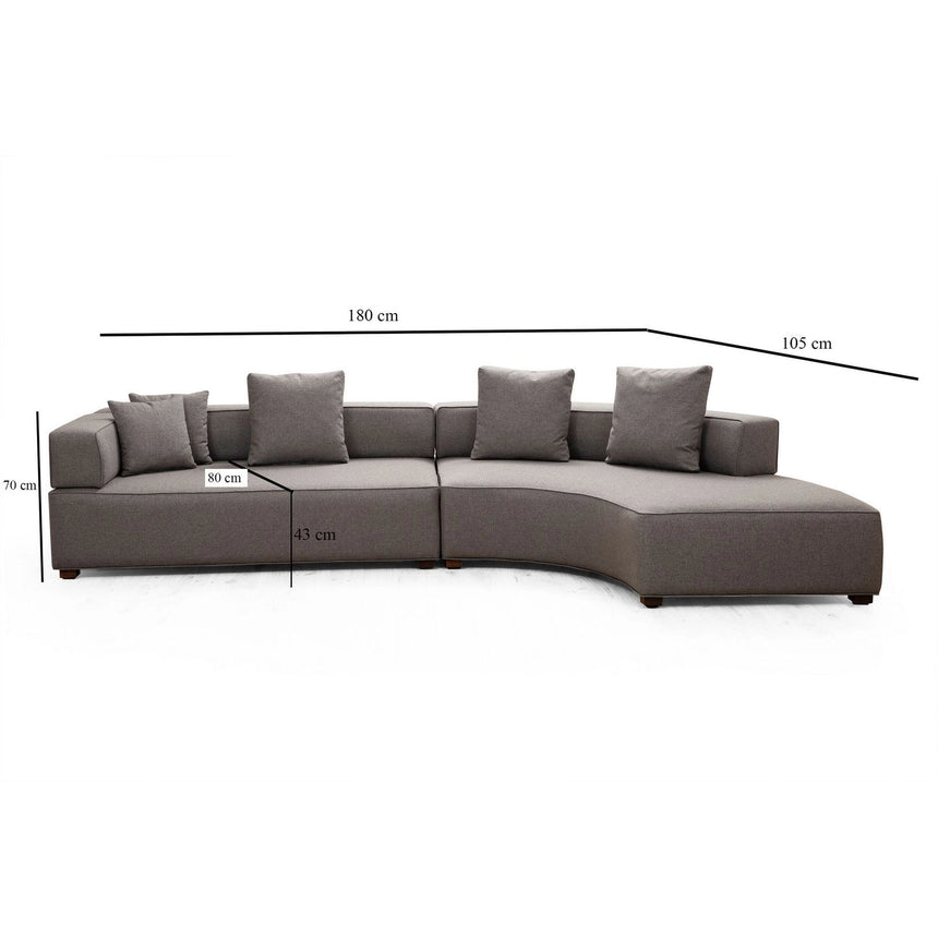 Gondol Ecksofa, Rechte Seite, in Grau, 180x105 cm von Atelier Del Sofa – Bild 10