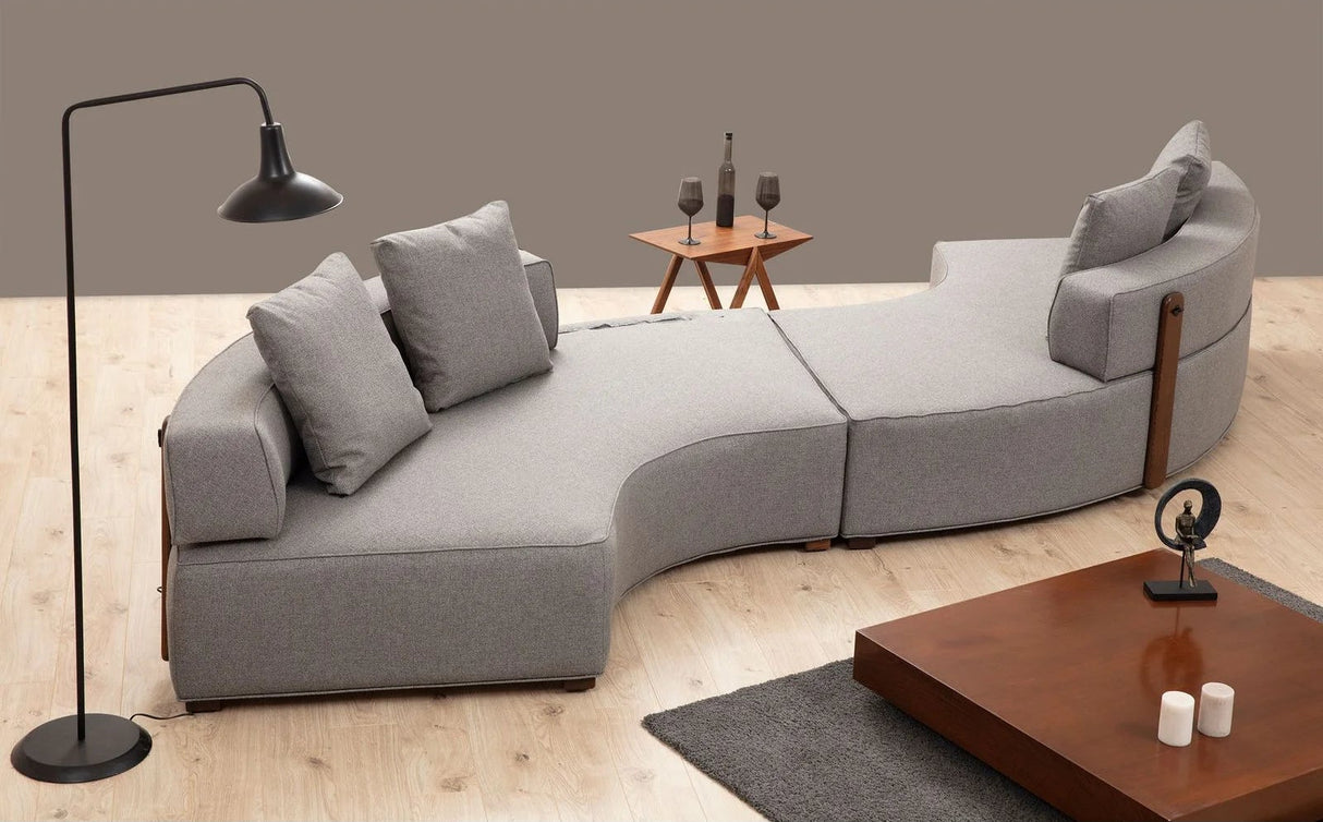 Gondol Ecksofa, Symmetrisch Gespiegelt, in Grau, 380x105 cm von Atelier Del Sofa – Bild 1