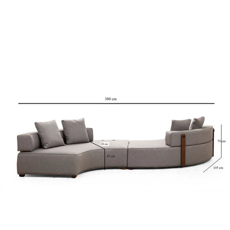 Gondol Ecksofa, Symmetrisch Gespiegelt, in Grau, 380x105 cm von Atelier Del Sofa – Bild 7